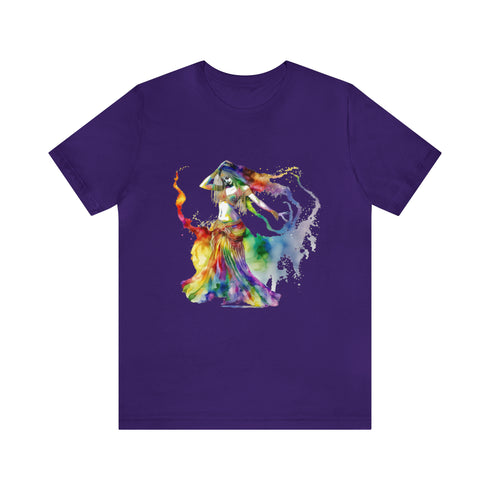 Rainbow Belly Dancer in Motion - Short Sleeve Tee Team Purple